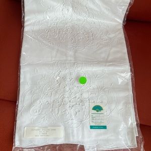 Peking brand NEW cutwork pillowcases vintage 21 X 27 set of 2 white